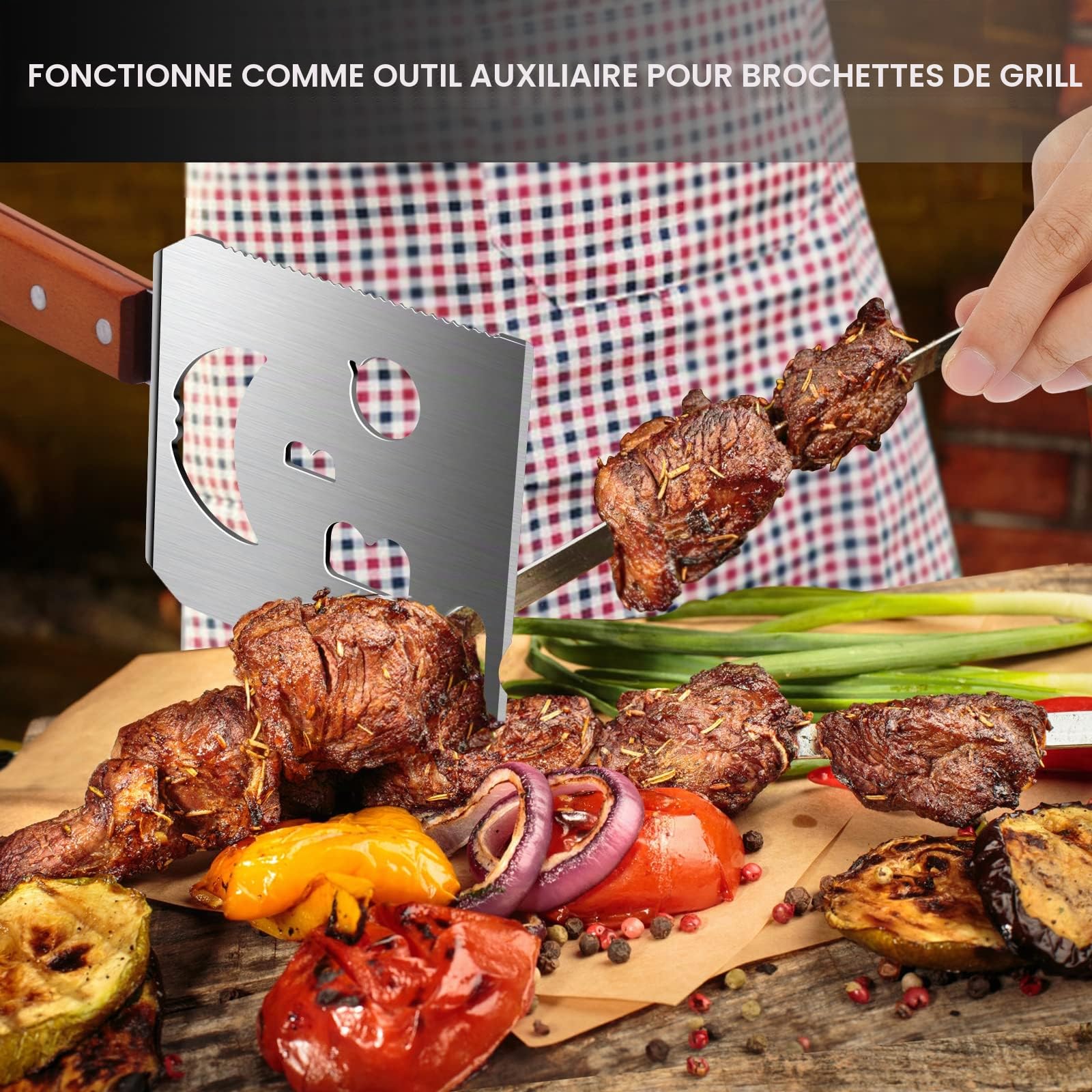 Spatule de grill pour grill, outil de grill 7 en 1 pour grill, outil de grill multifonction, cadeaux pour papa, cadeaux pour hommes.