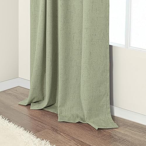 Miniatura 8 de 2 cortinas opacas de lino texturizado con aislamiento térmico, para dormitorio, ventana, sala de estar en Navidad, de 52 x 84 pulgadas de largo, de