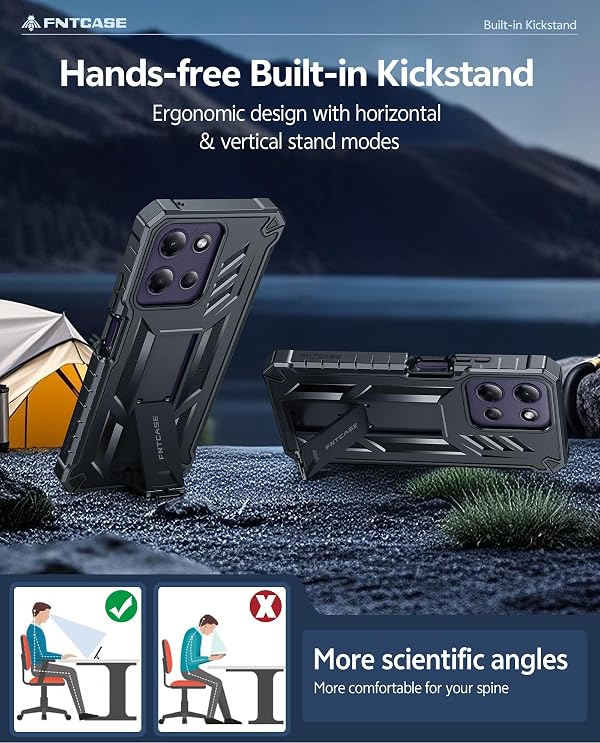 FNTCASE for Motorola Moto G-Power-5G-2026 Case: for Moto G Power 5G 2025 Case with Kickstand | Built-in Screen Protector Military Grade Drop Proof Protection Rugged Shockproof Protective Sturdy Black by FNTCASE - Used condition - Image 4