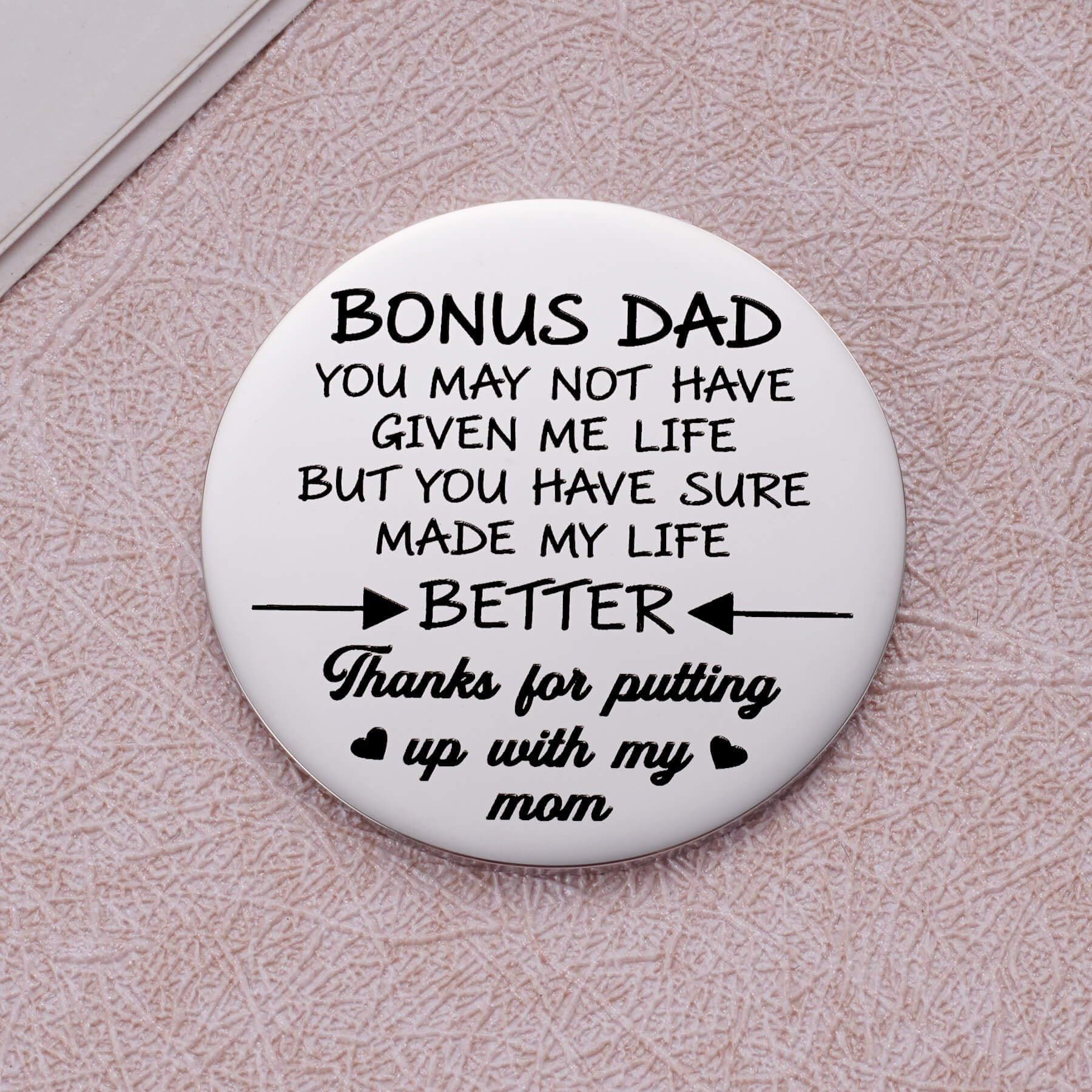 Aesnefe Stepdad Keychain, Dad Keyring, Gift for Step Dad & Stepfather, Birthday & Fathers Day Gift, Thanks for Putting Up With Mom