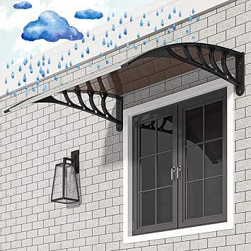 Awnings for Doors Door Awnings Exterior Window Awnings Exterior with Aluminum Bracket, Polycarbonate Window Door Awning Canopy for Sun Shutter, UV, Rain and Snow Protection(Blue,60x60cm/24x24in)