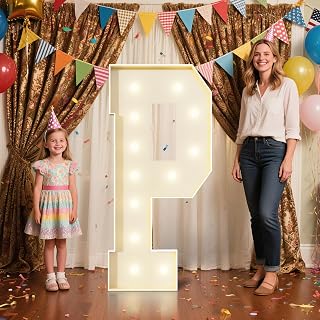 4FT Marquee Letters P Sign,Large Light Up Numbers Party Decoration - Hook and Loop Fastener,No Tools Easy Setup, Corrugated Plastic for Birthdays Weddings Baby Anniversaries(Letters P)