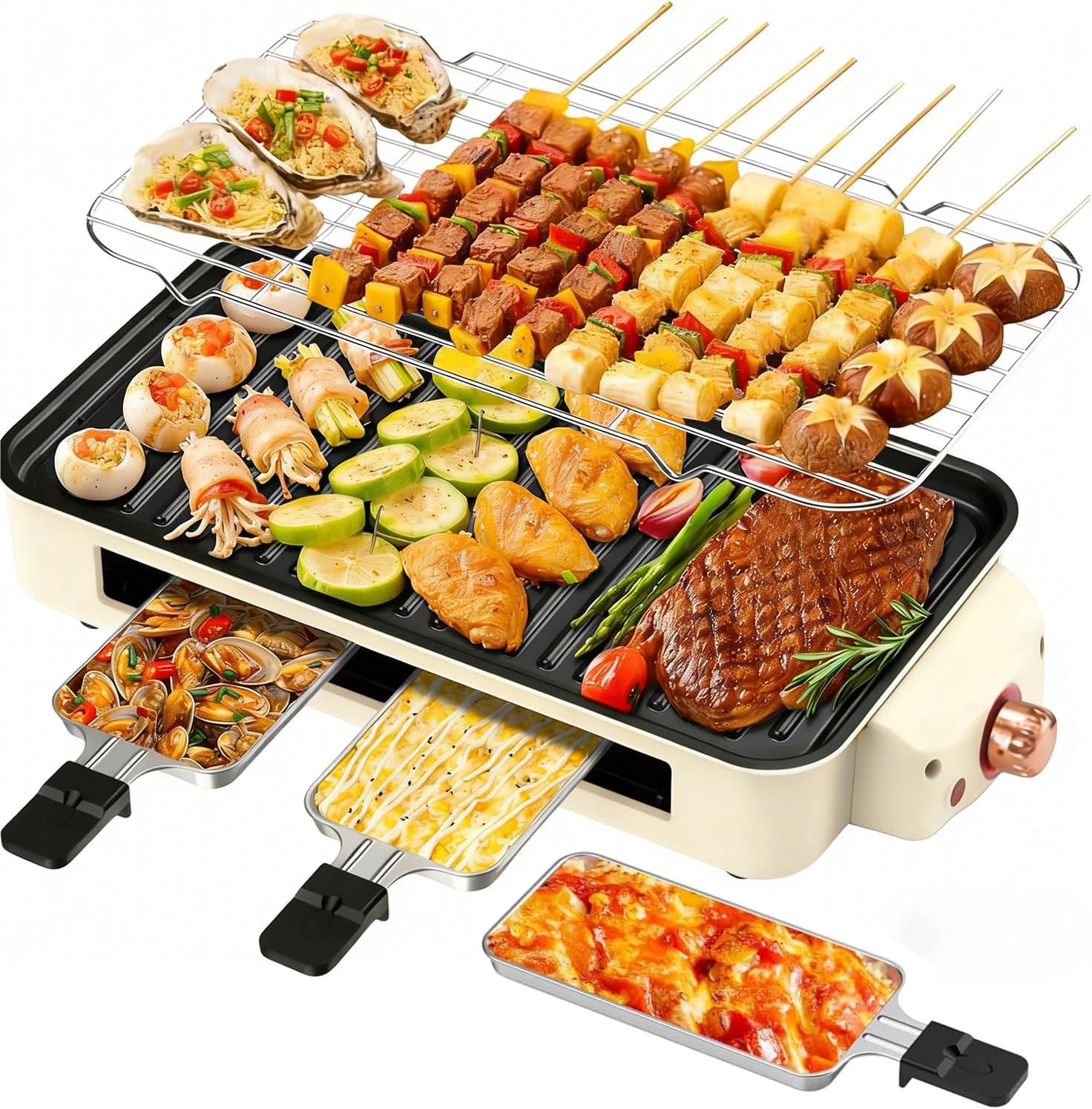 Electric Grill 1500W Portable Electric Bbq Barbecue Grill Smokeless ...