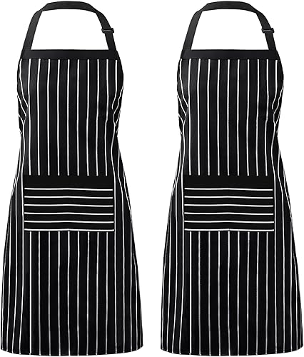 Syntus Delantal ajustable con 2 bolsillos, delantales de cocina para mujeres, hombres, chef