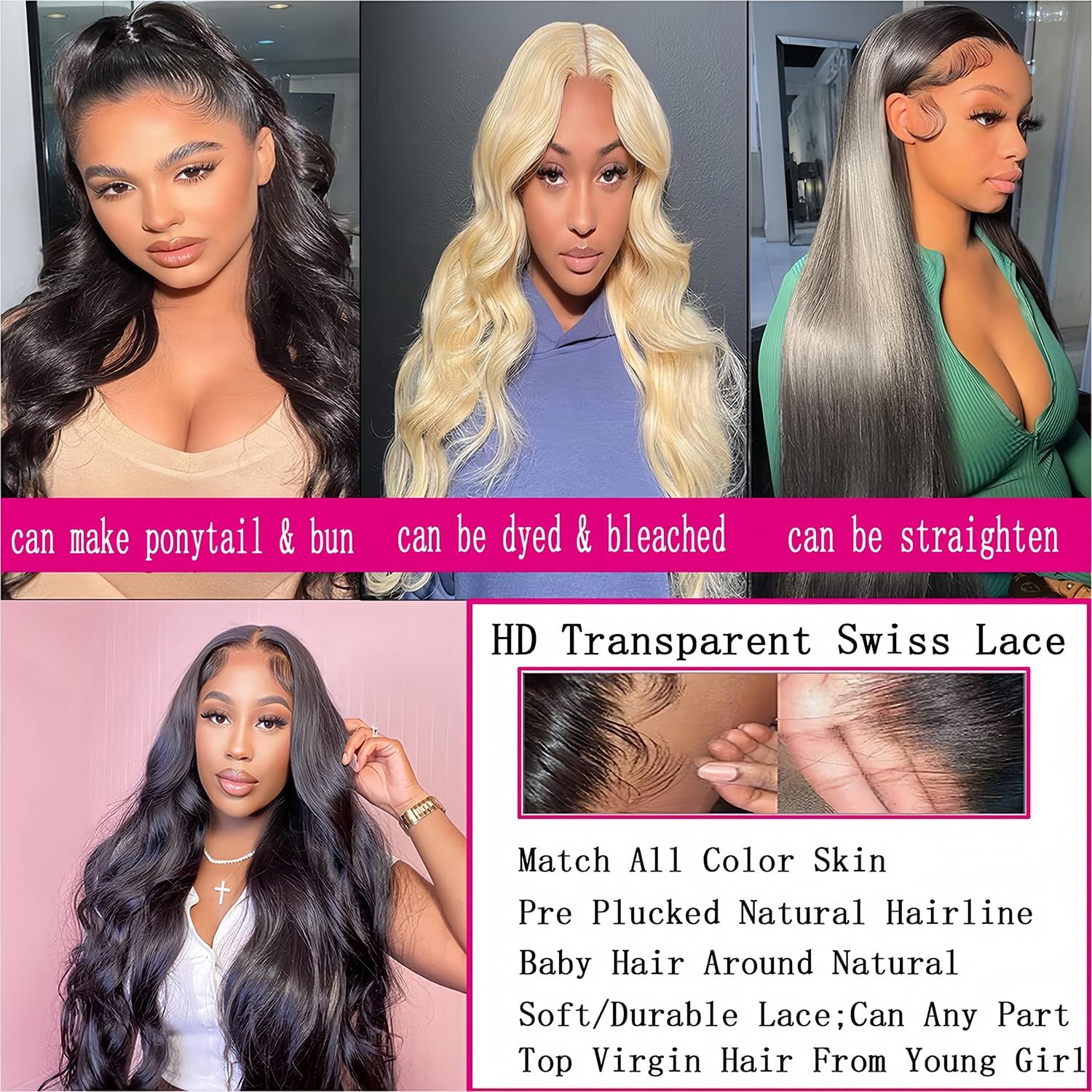 20-Inch 13x4 Lace Front Wigs Human Hair Body Wave Lace Front Wigs Human Hair Pre Plucked 13x4 Hd Lace Frontal Wigs Hd Lace Front Wigs for Black Women 180% Density