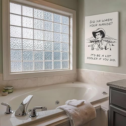 Miniatura 7 de Arte de pared de cocina retro enmarcado de vaquero blanco y negro, impresiones en lienzo con texto en inglés "Did You Wash Your Hands", bonitas