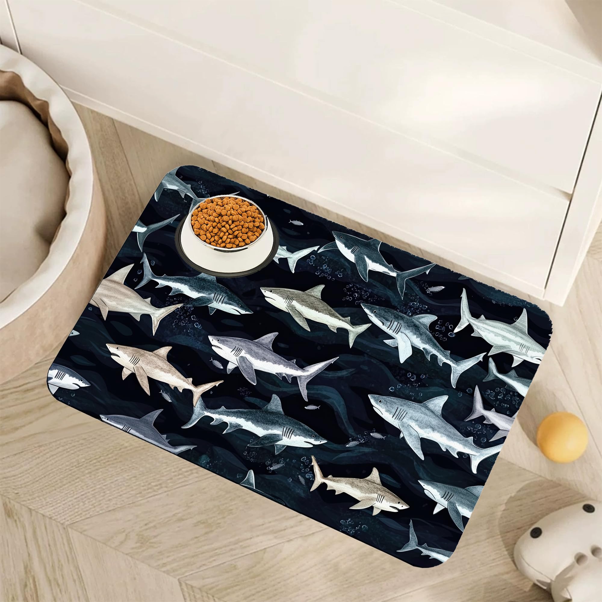 Tapete de comida para perros y gatos, tapete absorbente para alimentación de mascotas con respaldo de goma, mantel individual antideslizante para cuenco de agua, suministros de accesorios para