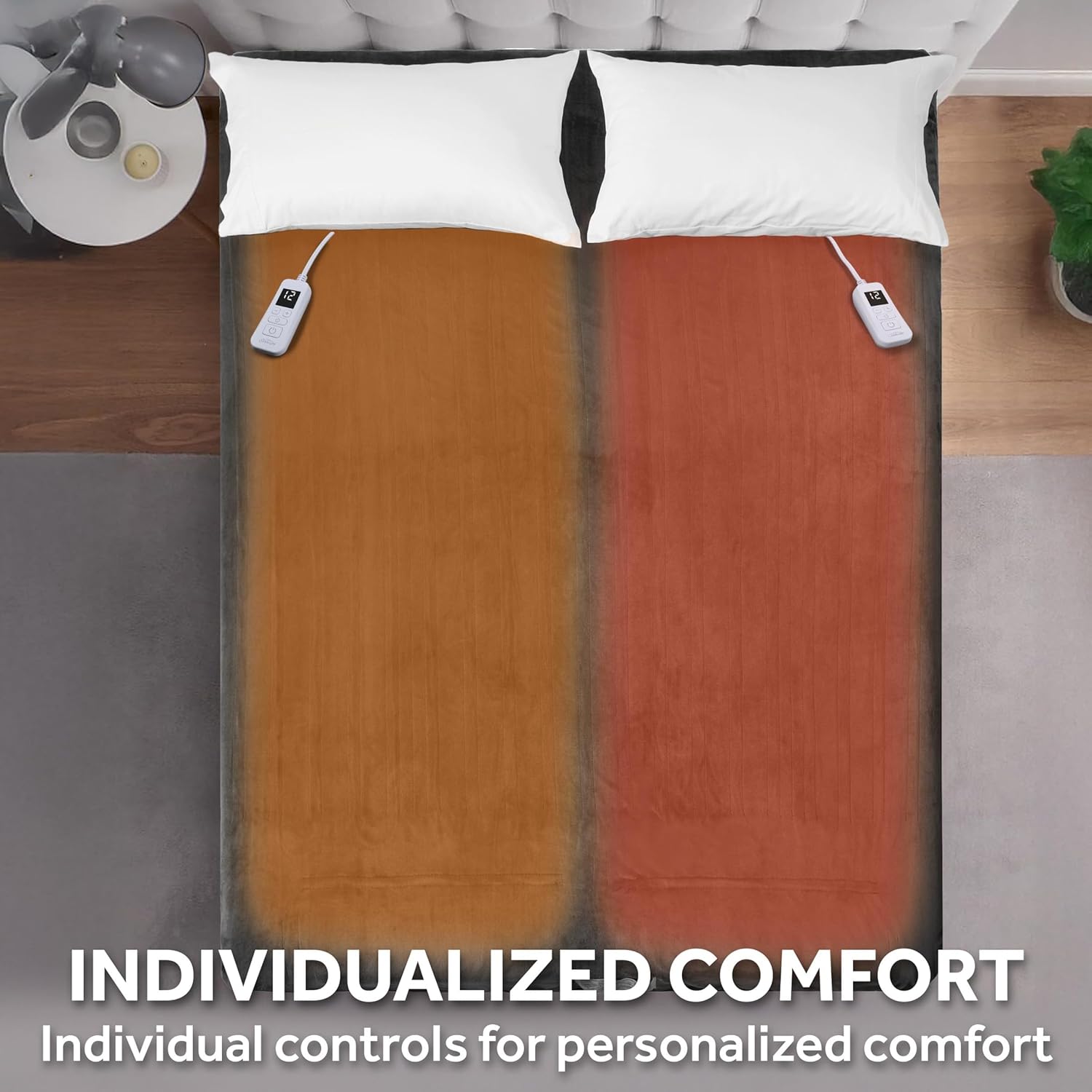 Sunbeam Royal Luxe Microplush Reverse Sherpa Heated Electric Blanket Queen Size, 90" x 84", 12 Heat Settings, 12-Hour Selectable Auto Shut-Off, Fast Heating, Machine Washable, Warm and Cozy, Night Fog - Image 5