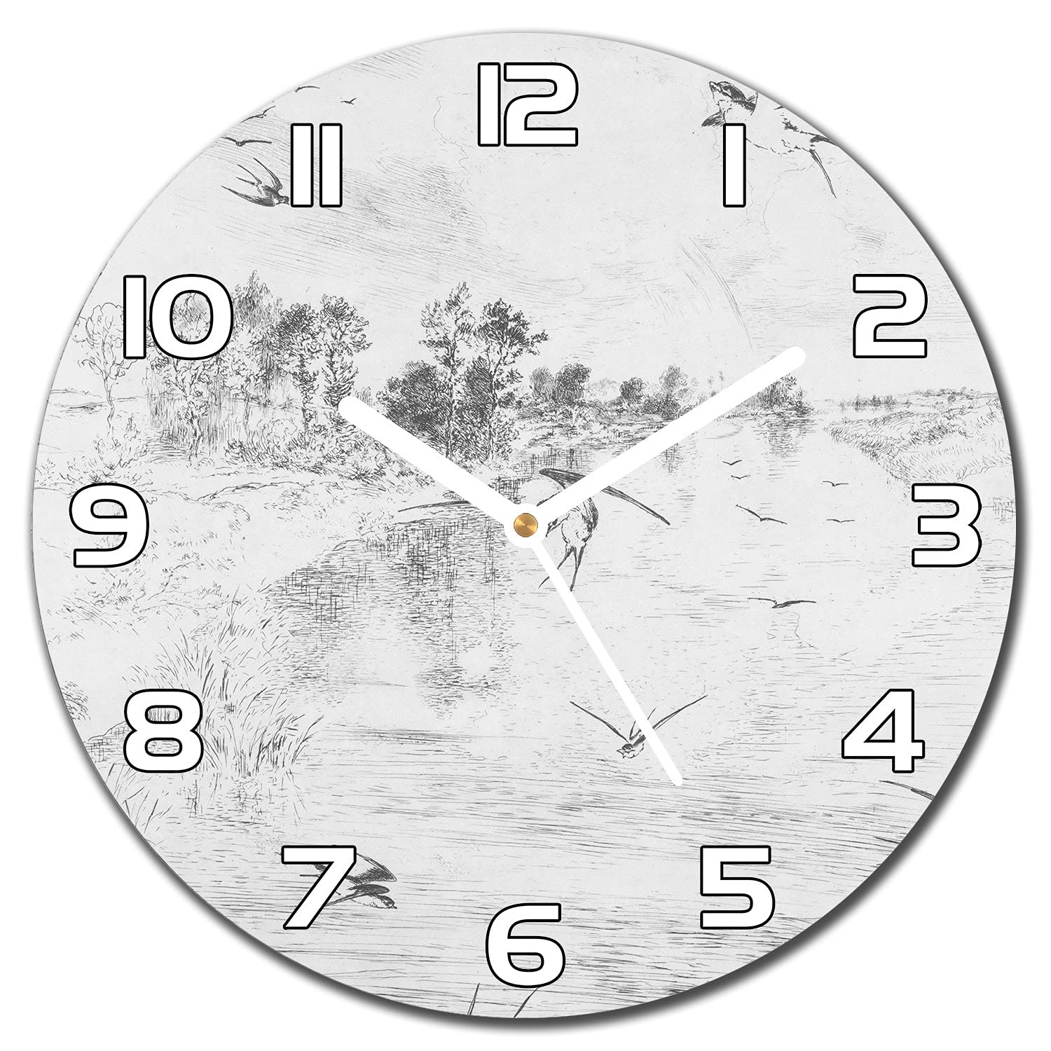 Horloge en verre Coloray 30 cm aiguilles blanches motif truies pour salon moderne