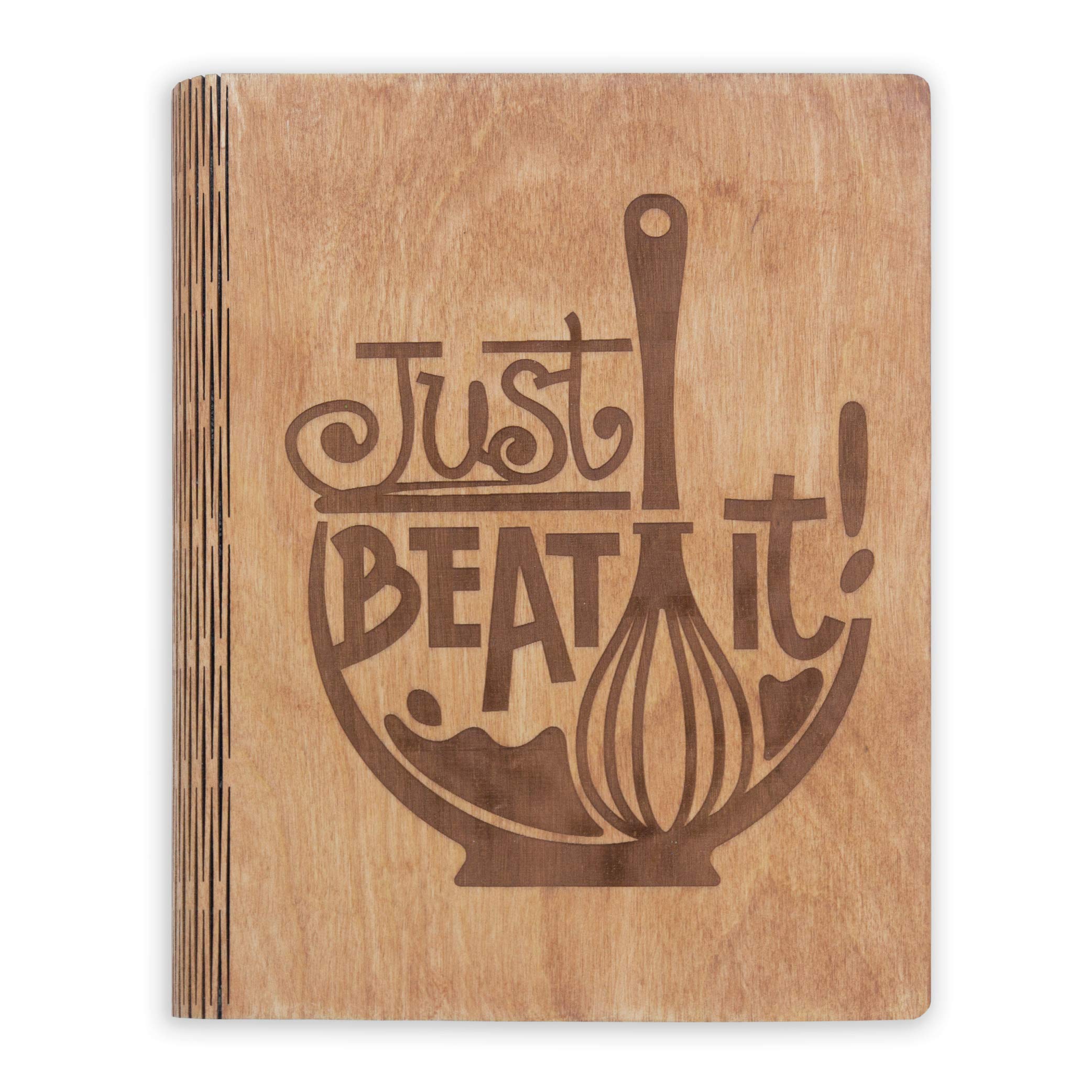 WOXTEED A5 Wooden Blank Recipe Book to Write in (7.5 x 6 inch) - Cook Book with 80 Sheets for Handwritten Recipes - Hardcover Family Kitchen Journal and Recipe Keeper (mars2)