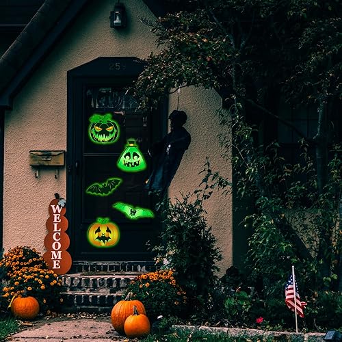 Miniatura 6 de 25 calcomanías magnéticas de Halloween que brillan en la oscuridad para automóvil, calcomanías magnéticas de murciélago de calabaza luminosas,