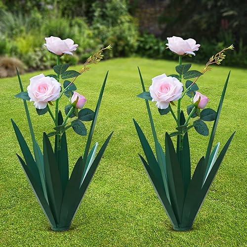 Miniatura 10 de Homight Escultura de agave grande de metal rústico, planta de agave para decoración de interiores al aire libre, decoración de césped al aire libre