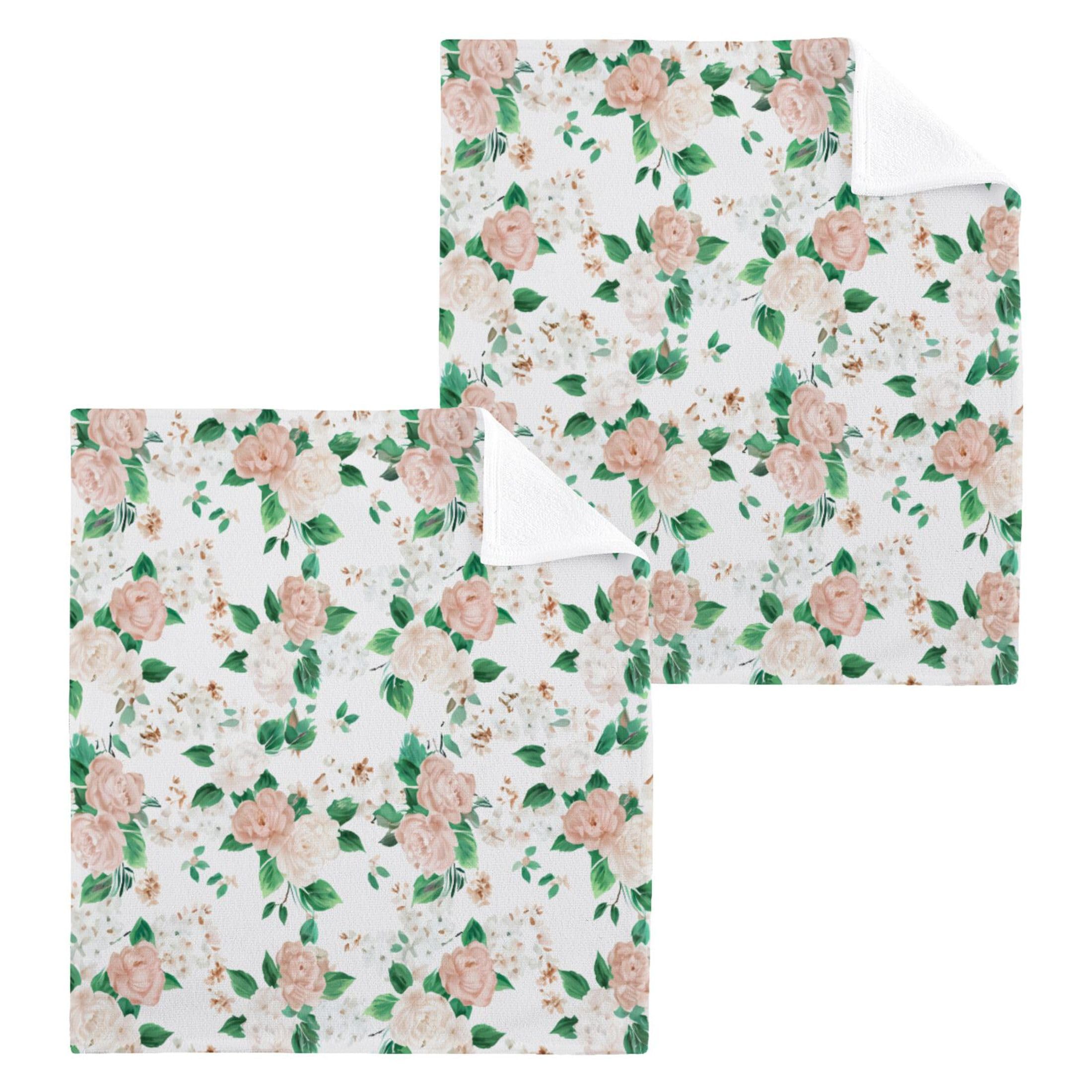Kigai Small Flowers 4 Pack Washcloths Cotton Soft Absorbent Skin Friendly Wash Cloths Fingertip Towels Machine Washable 12x12 in