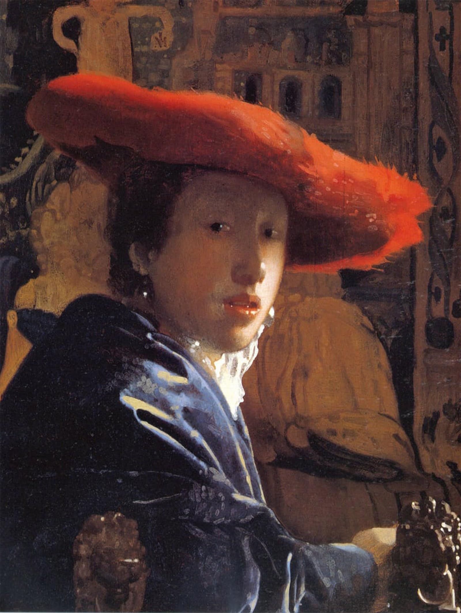 ARTXLXXBN Famous Painting Art Wall Decor Abstract Art Picture Girl with a red hat. by Jan Vermeer van Delft Animal Pictures for Home Decor 60x90cm