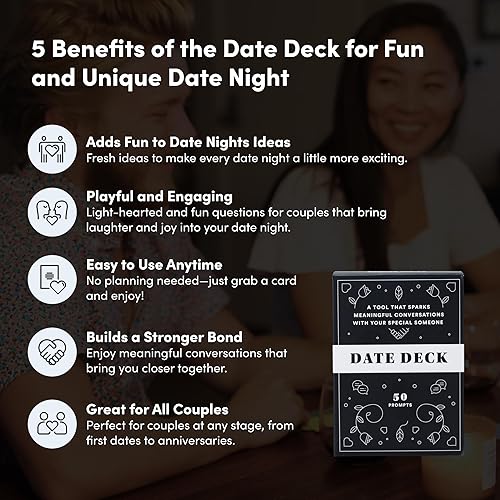 Miniatura 2 de BestSelf Date Deck - 50 tarjetas de conversación atractivas para parejas - Divertido y estimulante juego de cita nocturna - Juego de cartas para
