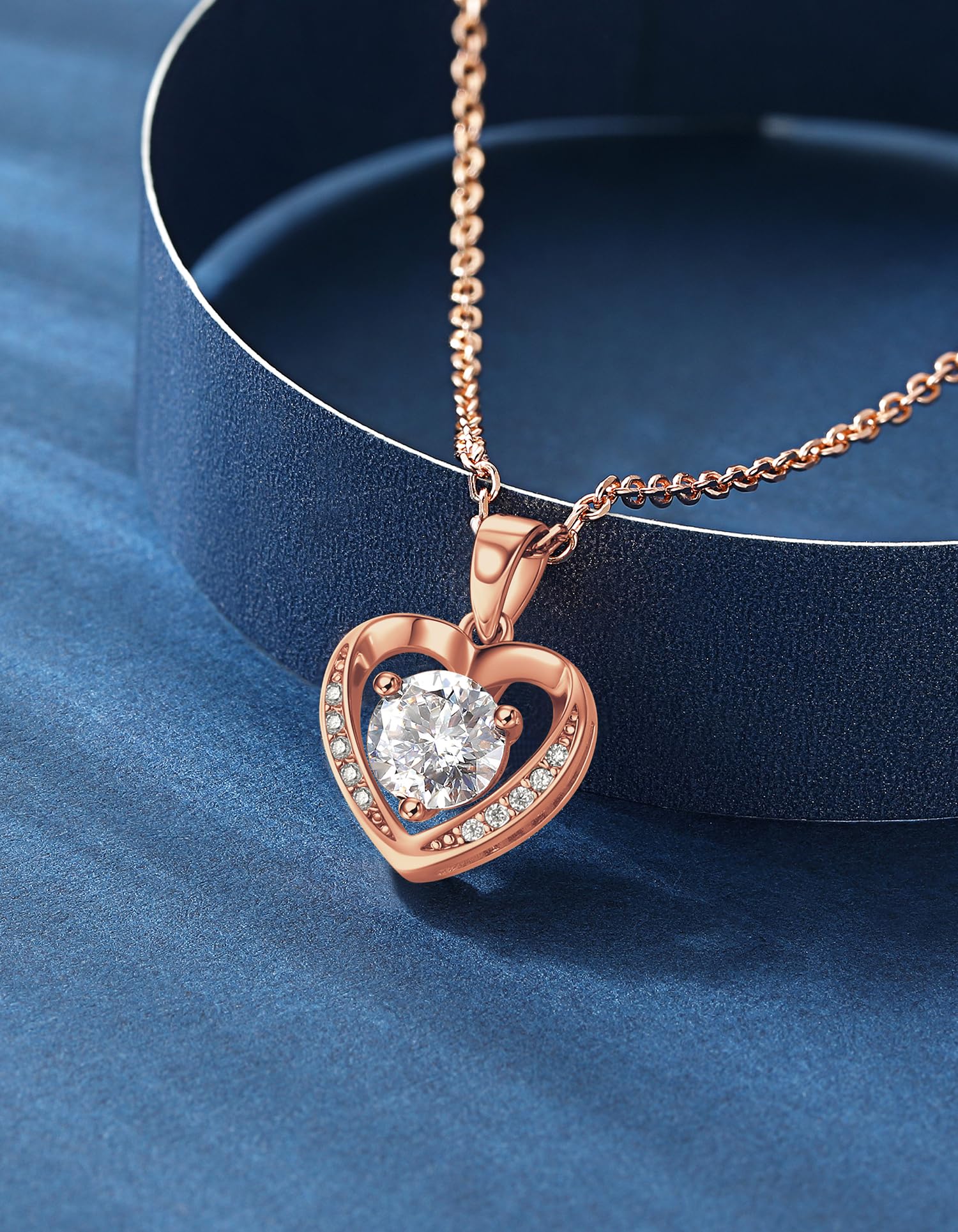 MomentWish Halskette Damen Silber 925 Moissanite Damenschmuck Geschenk | 1-2 Karat Moissanit Kette Geschenk für Frauen Rosegold/Gold Schmuck Damen Weihnachten Valentinstag Jahrestag Liebes Geschenke