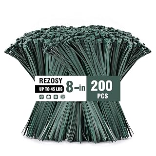 (200 Pack), Zip Ties - 8 Inch Green,Multi-Purpose Self Locking Cable Ties, Ultra Strong Plastic Wire Ties with 45Pounds Tensile - Amazon product rated Grade A