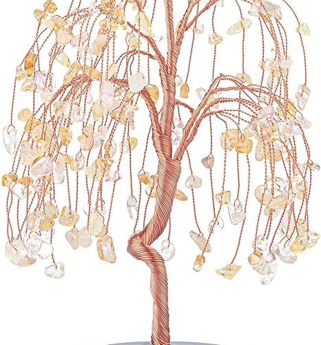 Miniatura 4 de Jovivi Árbol de dinero con cristales curativos naturales, piedras preciosas de citrino, base de ágata geoda, adornos de Feng Shui, decoración de