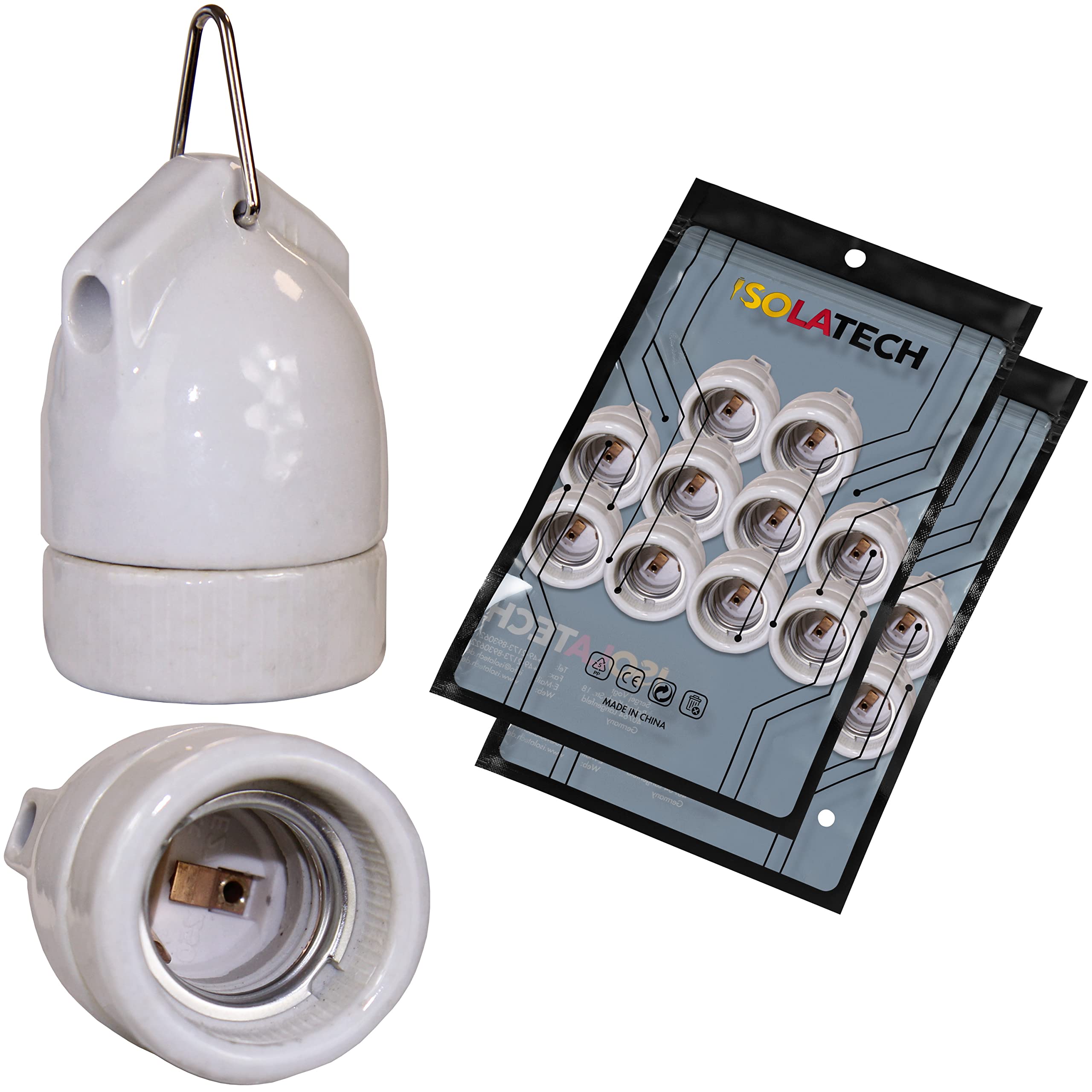 ISOLATECH 20pcs Douille E27 En Céramique À Suspendre Max.250V/4A