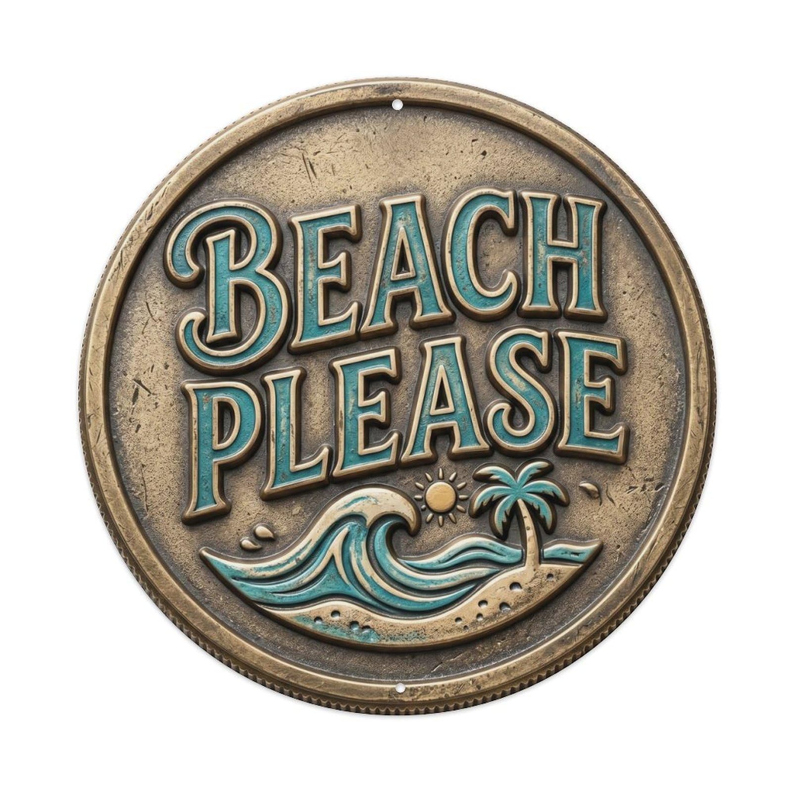 Cwbufd Vintage Style Beach Please Vintage Workshop Ornament Retro Slogans Vintage Metal Tin Sign Plaque Wall Decor For Cafe, Club Bar, Office, Garden Metal Poster 8X8inch
