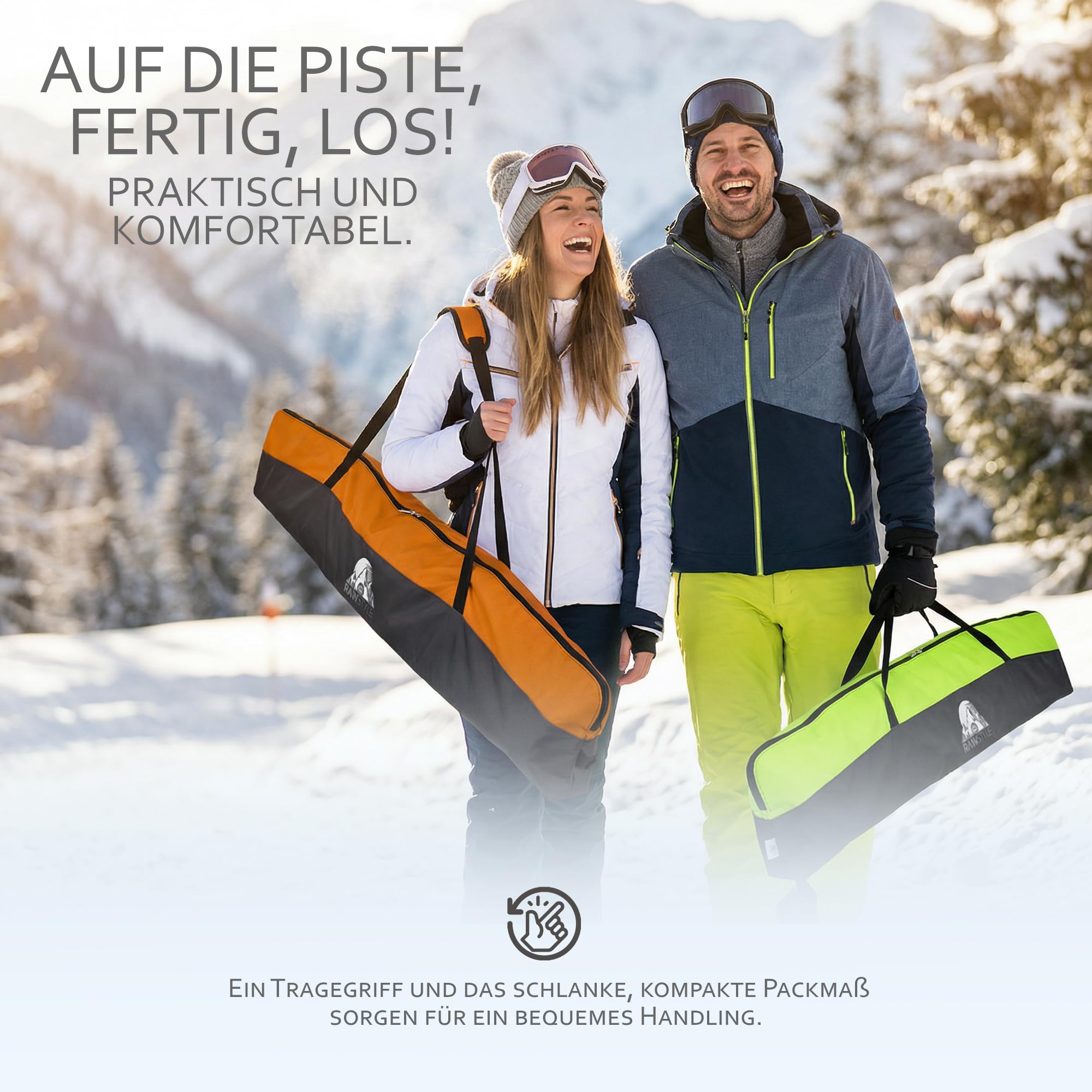 Rawstyle Sac de Ski pour Adultes - Étanche - 160 cm ou 180 cm - Modèle 2