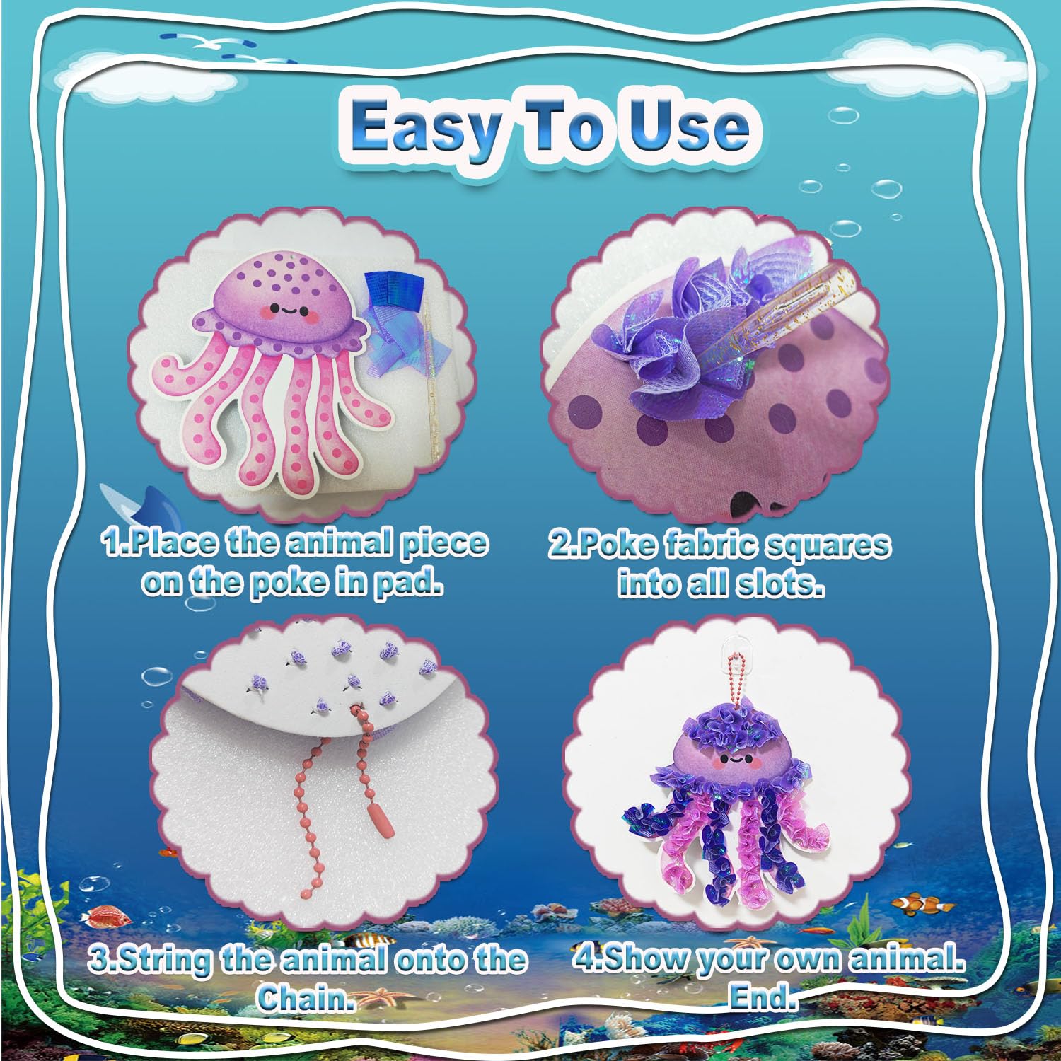 JRD&BS WINL Poke in Art for Kids Creative Craft Kit for Boy and Gifts Age 4-8 Year Old Educational Toys for Children Mess Free Art for Teen Fun Handicraft Activities DIY Set (Ocean Animal) - Image 3