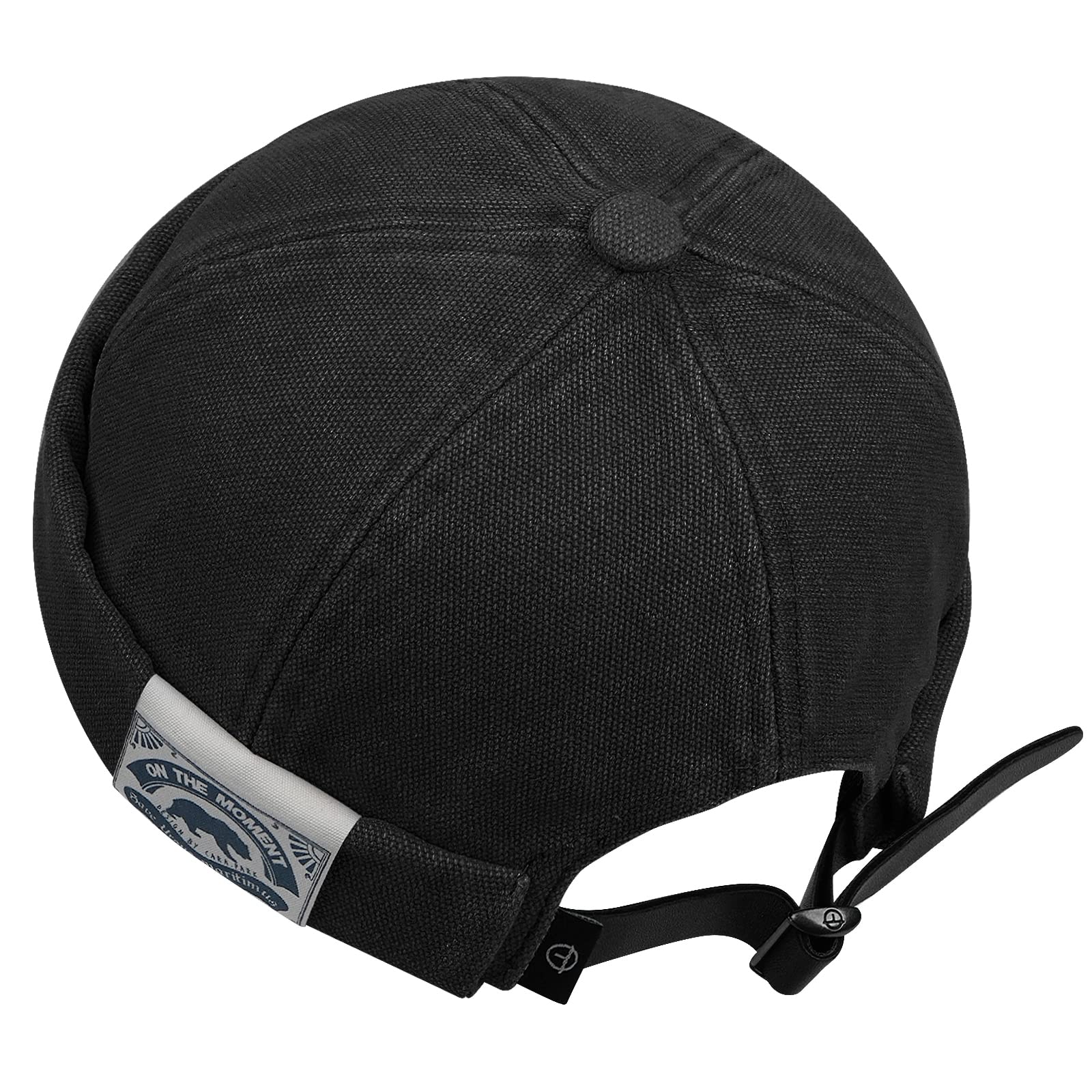 Croogo Black Docker Cap Brimless Sailor Fisherman Vintage Leon Hat No Visor Skull Caps Casual Worker Cap Beanie,Black-CT36