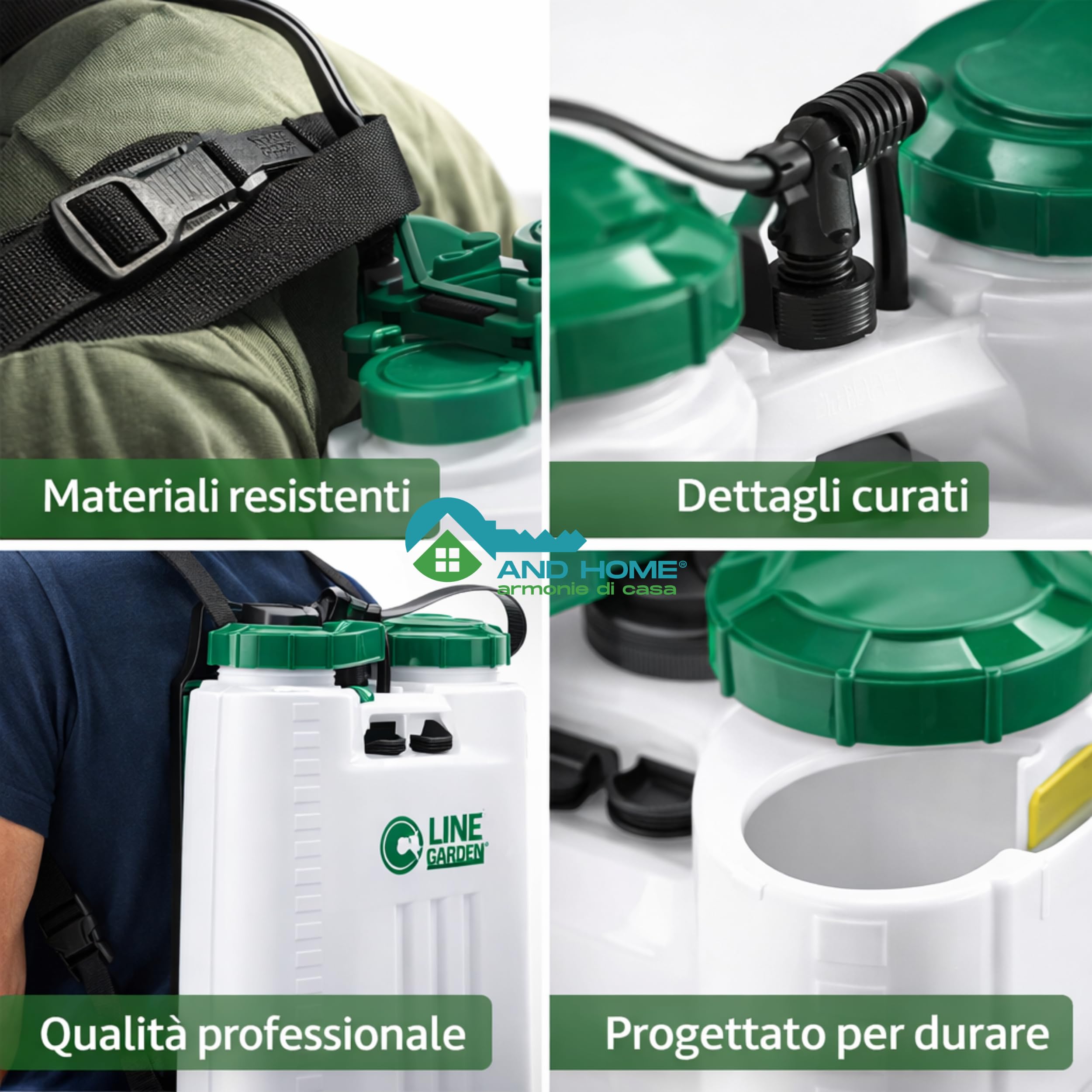 Spruzzatore a Pressione 16 Litri - PROFESSIONALE e Plastica RESISTENTE - Sprayer Manuale con Guarnizione VITON - Stantuffo Autoriempiente - Pompa per Diserbante per Giardino, Disinfestazione, Pulizia