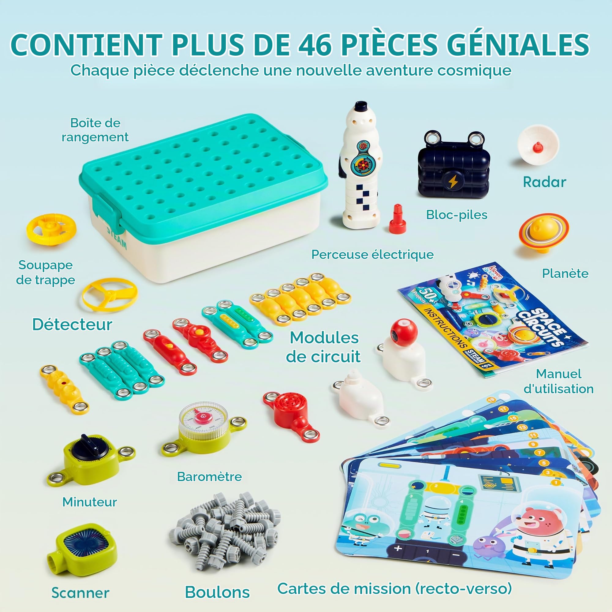 Klever Kits Circuits spatiaux pour Enfants, expériences scientifiques et physiques, kit de Circuits imprimés, Jouet éducatif pour l'école et la Famille, Cadeau pour garçons et Filles de 6 Ans et Plus