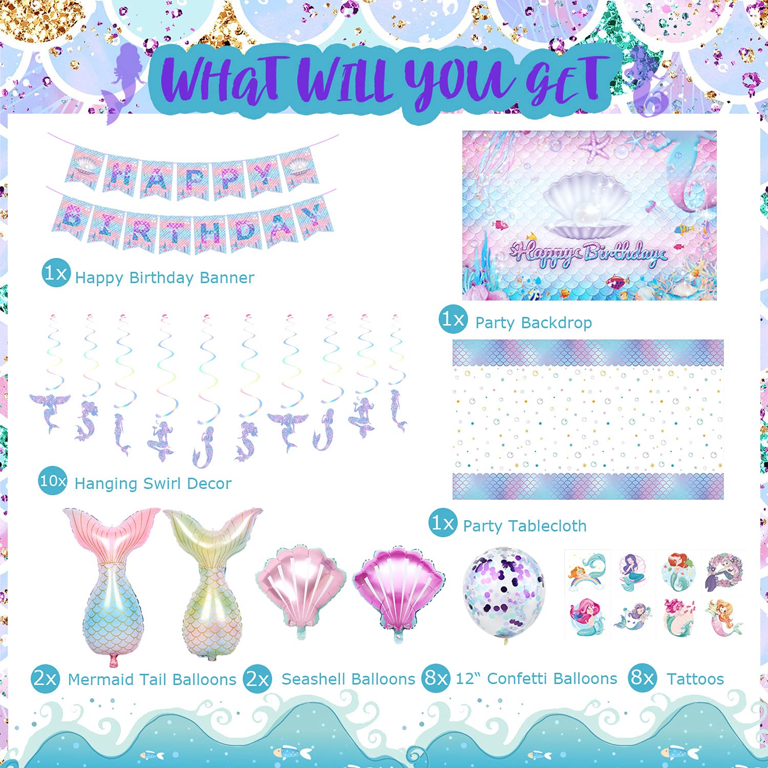Buy Mermaid Party Decorations Girls Mermaid Birthday Decorations Kit