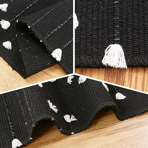 Miniatura 9 de HAOCOO Alfombra bohemia de 2 x 8 pies alfombra de cocina tejida de algodón lavable a máquina para pasillo entrada sala de estar dormitorio
