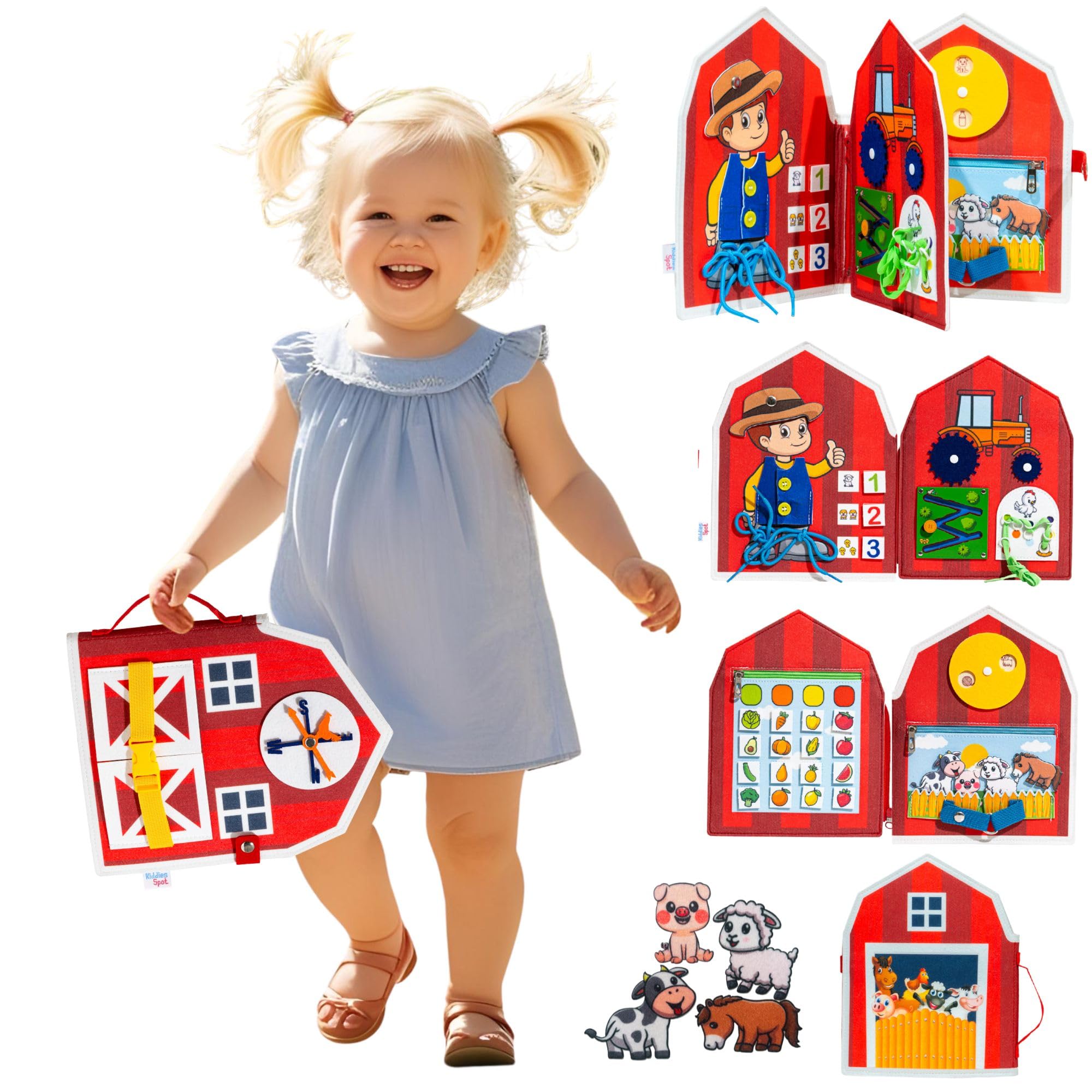 Busy Board, Montessori Busy Book, Toddler Travel Toys, Sensory Board, Quiet Book, Montessori Activities, Sensory Toys for Toddlers, Kids Travel Activities, Gifts for Toddlers, Red Farm