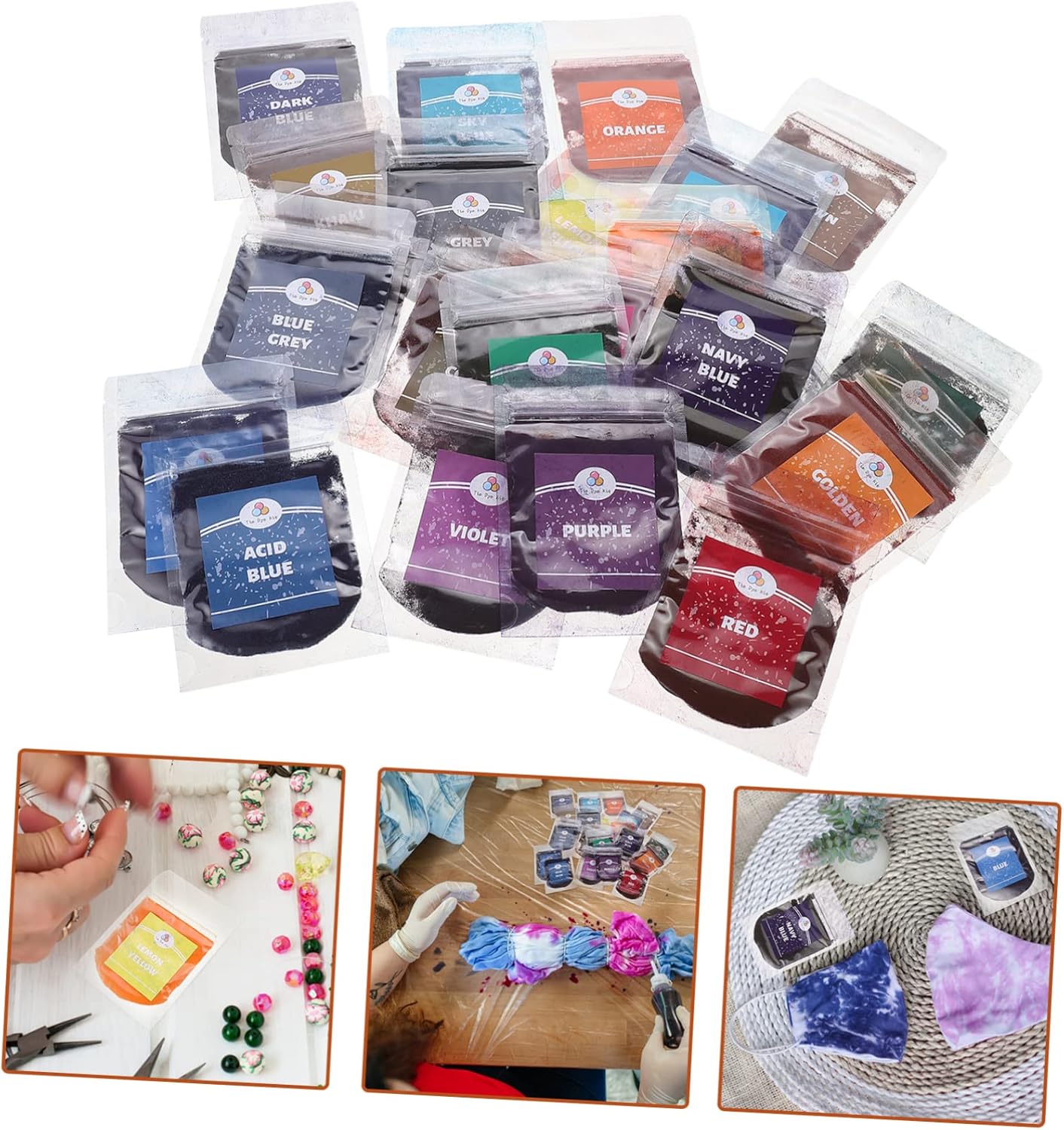 Veemoon Tie Dye Powder for DIY Textile Dyeing Bright Color Pigments for Non Fading Packets for Adults Parties Halloween Art Supplies