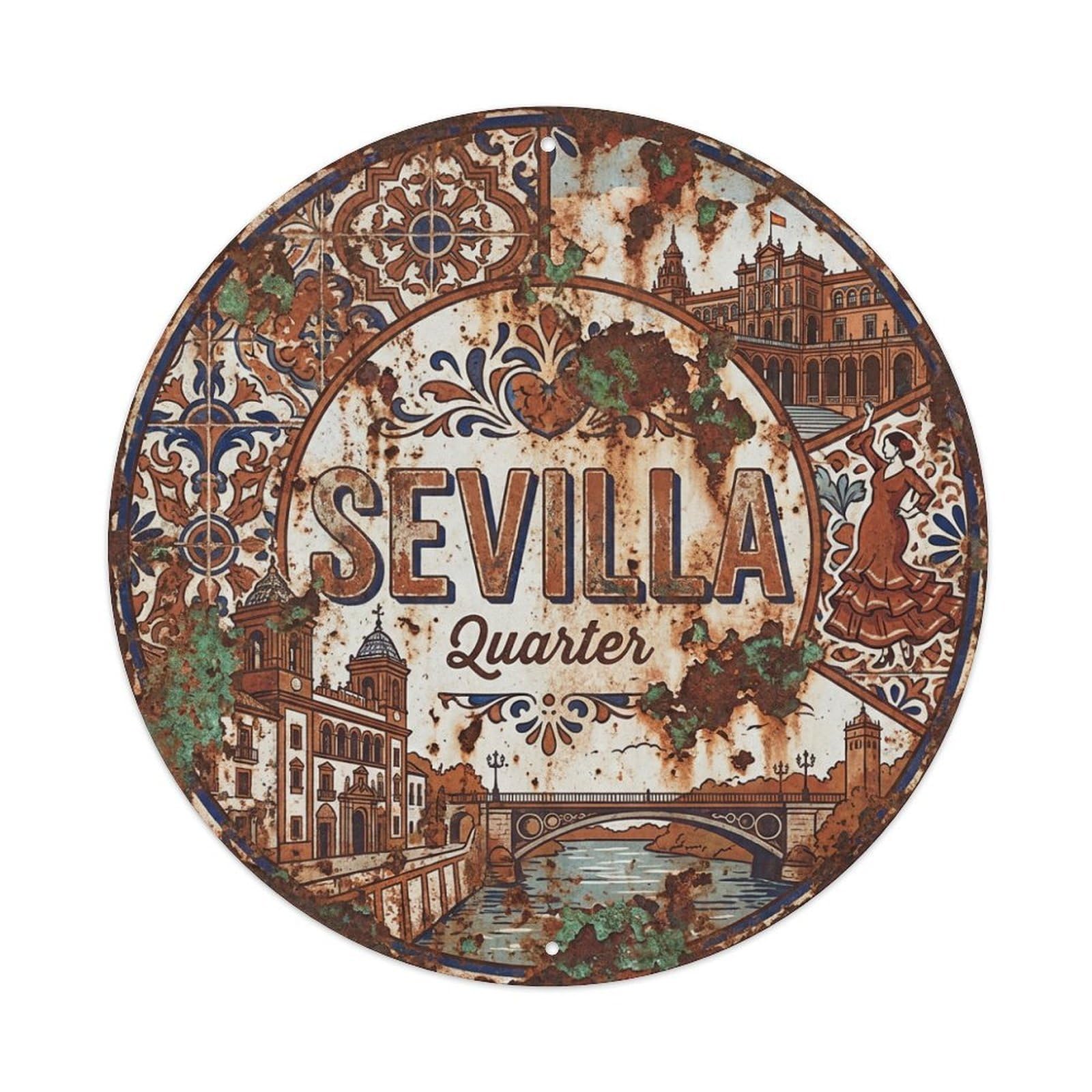 Metal Tin Sign Seville Vintage Travel Spain