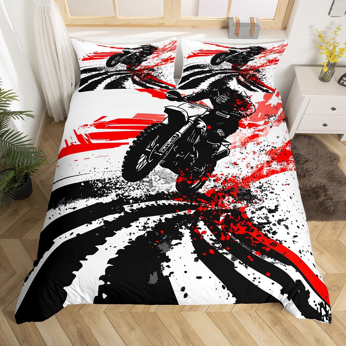 EDUMEYA Juego De Ropa De Cama De Motocross Dirt Bike Tamaño Individual Para  Adolescentes Y Niños,, image size:1200x1200