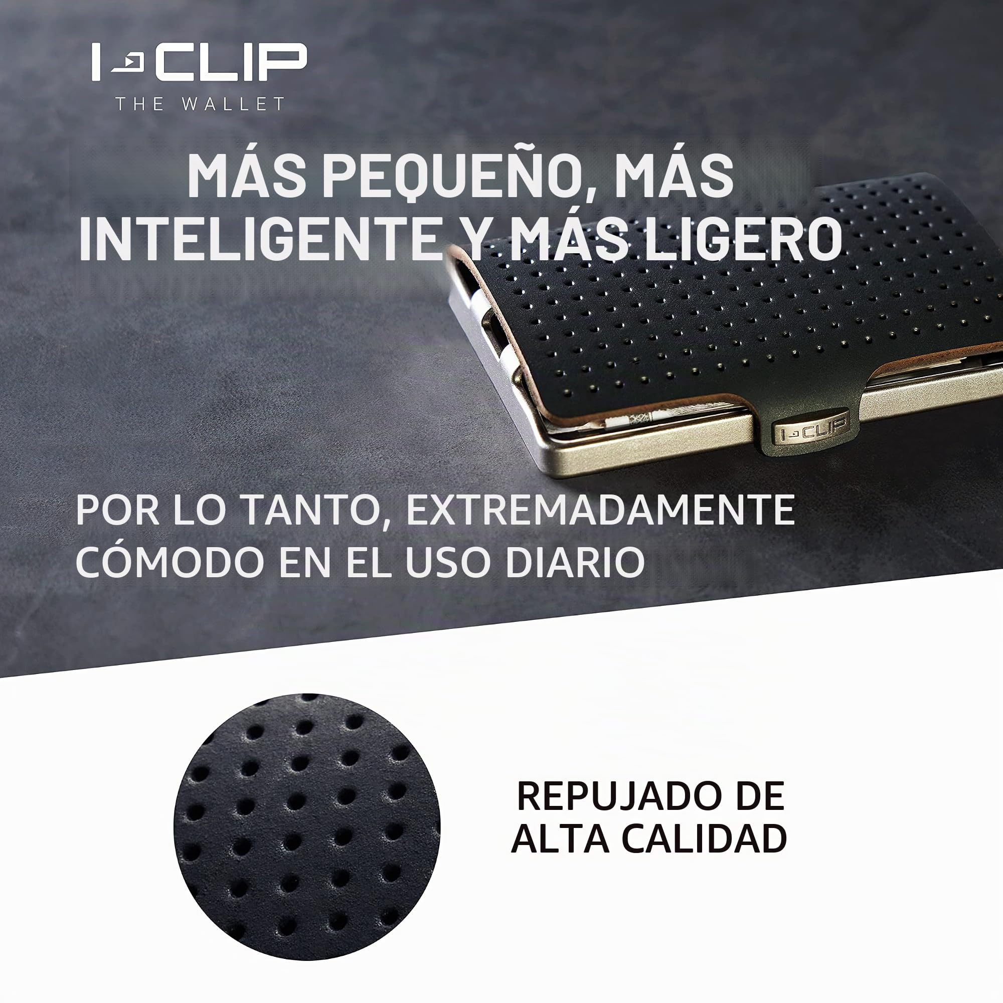 I-CLIP Original Mini - Cartera con Clip para Dinero - Diseño Delgado de Cuero Premium - Tarjetero - AdvantageR Plata Negro