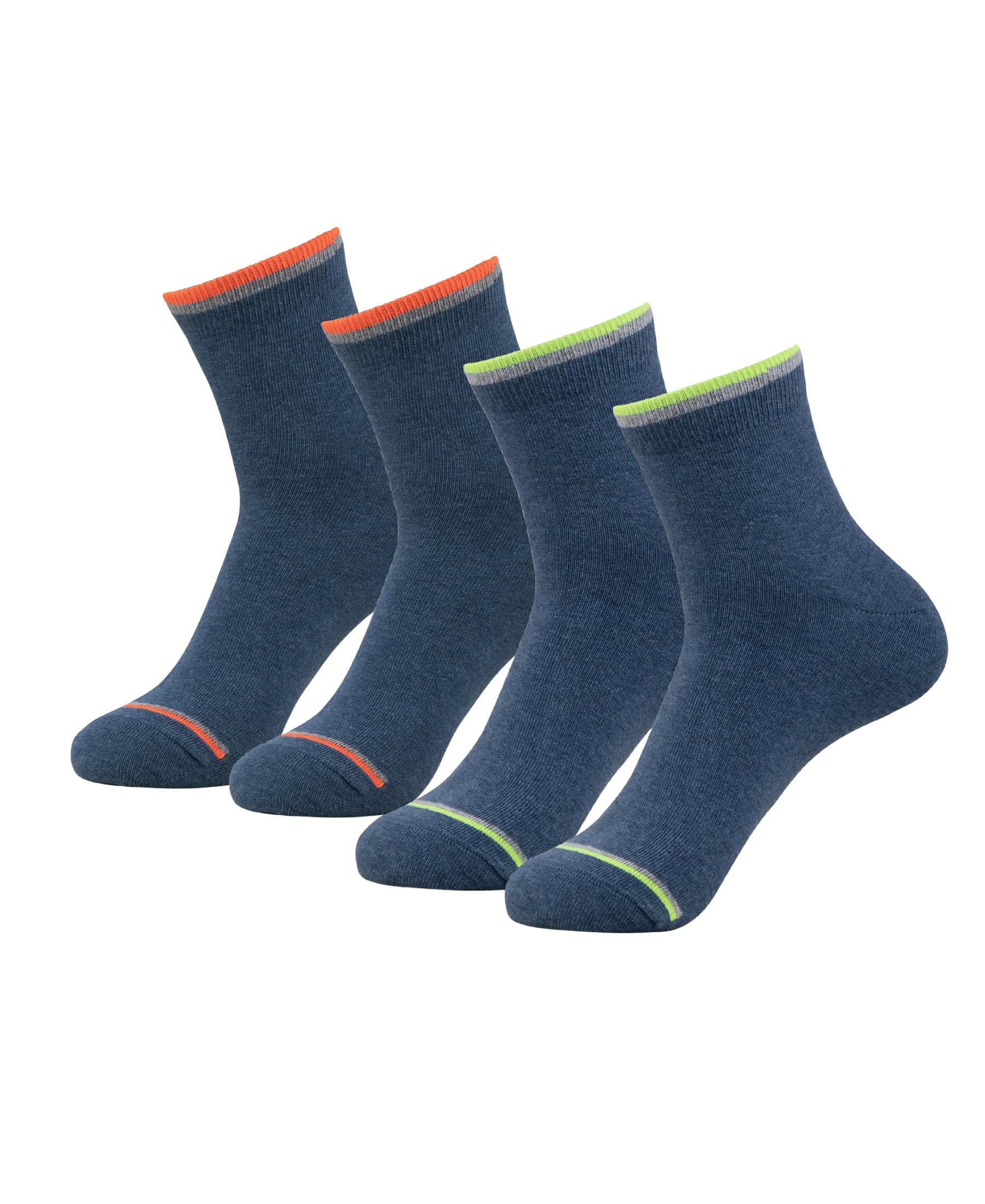7051 Men's Compact Cotton Elastane Stretch Ankle Length Socks With StayFresh Treatment (Pack of 2)_Denim Melange_FREE SIZE