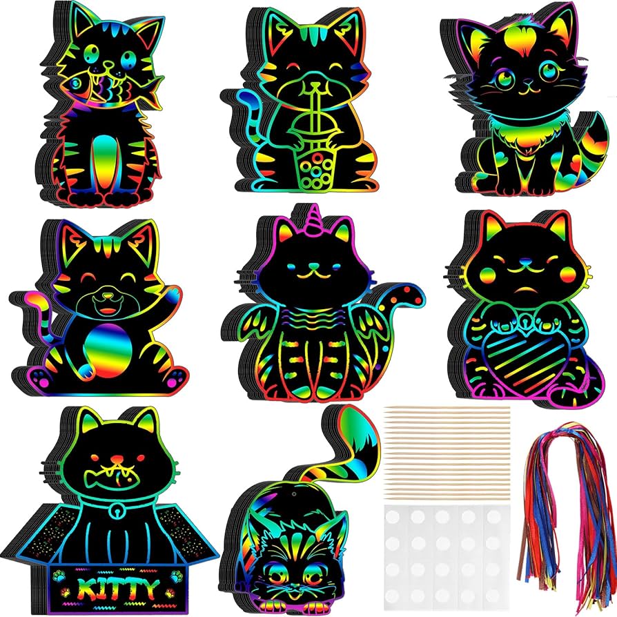 Amazon.co.jp: RoundFunny 80ピース 猫型スクラッチペーパー