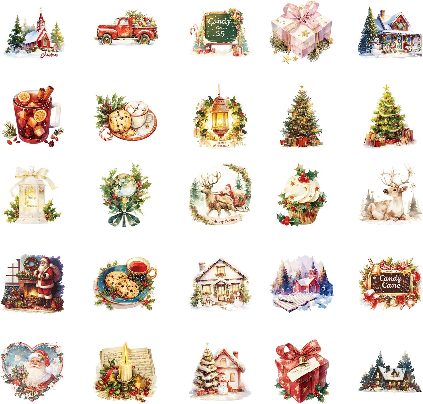 50 Pcs Christmas Theme Stickers,Xmas Holiday Party Stickers(01) image 4