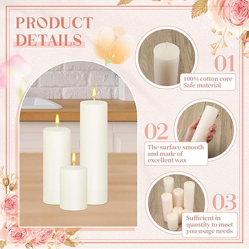 Miniatura 3 de Juego de 48 velas de pilar a granel de 3 pulgadas, 6 pulgadas, 8 pulgadas, velas surtidas, sin goteo, sin perfume, sin humo, para bodas, vacaciones,