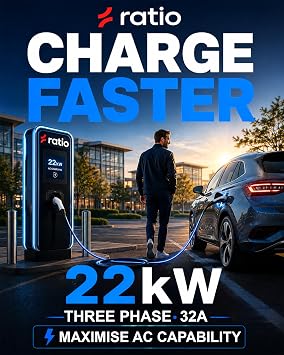 Type 2 Charging Cable 22kW, 8M Type 2 to Type 2 EV Charging Cable | 32A | 3 Phase | Mode 3 | Made in Europe | For Electric & Hybrid Cars | Fast Charger | 8 Metre | TUV, UKCA, RoHS Certified