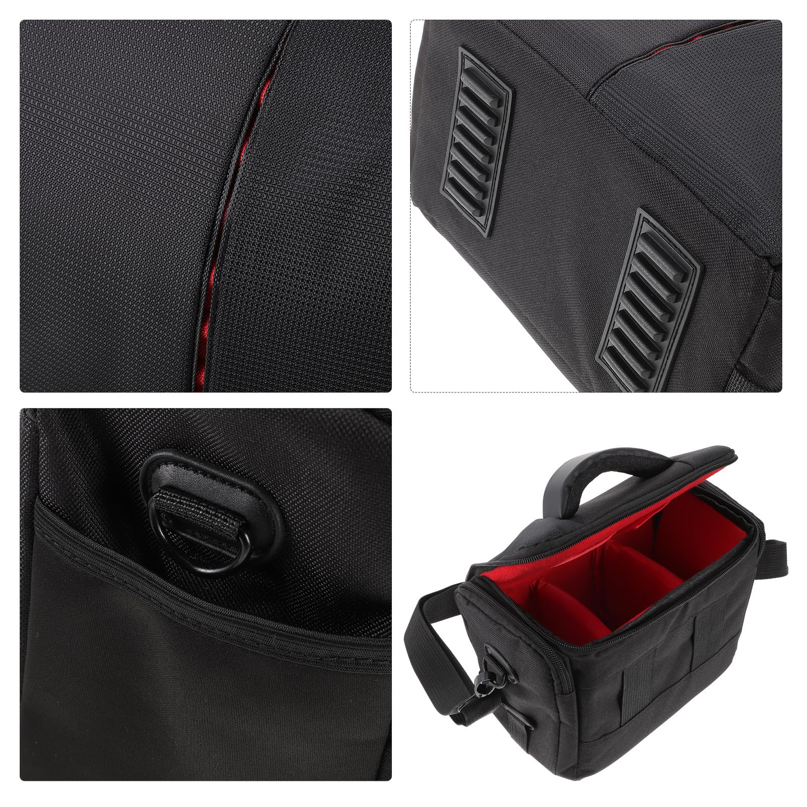 Paquet pour Appareil Photo Reflex Numérique Bandoulière Réglable, Étui Rembourré Antichoc en Polyester Imperméable, Pochette pour Objectif et Housse Pluie Intégrée, Usage