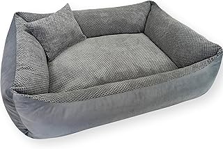 4L Textil Teo Kuscheliges Hundebett Bezug abnehmbar und waschbar Hundekorb mittelgroße Hunde Hundekissen flauschig Hundekörbchen Hundesofa (100x80 cm, Dunkelgrau) product image