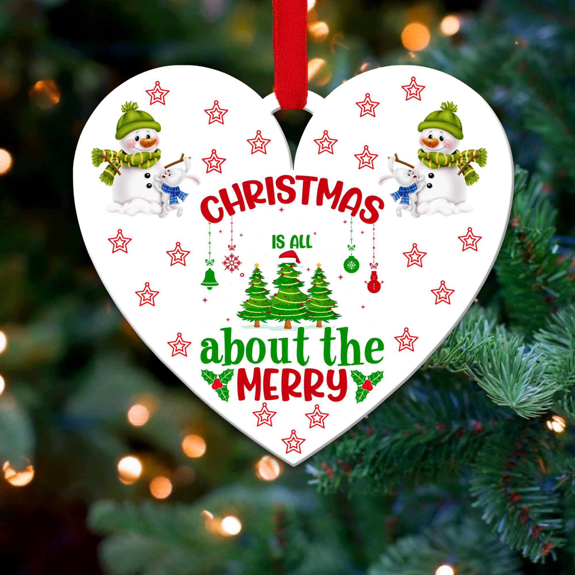 Christmas Tree Decorations Baubles Heart Shape Design | Acrylic Xmas Tree Decoration Hanging Ornaments | Personalised Bauble Gifts for Xmas Decorations