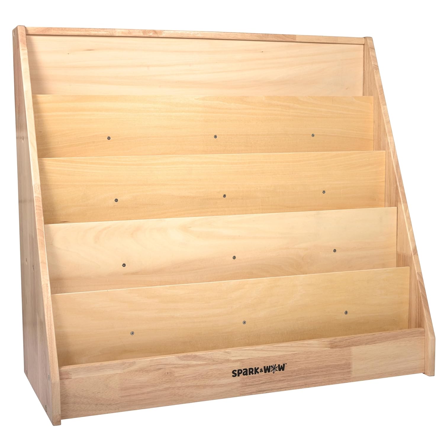 Spark & Wow Toddler Bookshelf | Five Tiers | Shows Book Covers | Wood Bookshelf for Kids with Storage | Montessori Furniture for Playroom and Classroom