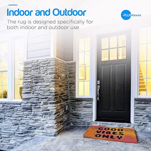 Miniatura 4 de PLUS Haven - Tapete con fibra natural de coco pura y respaldo de PVC resistente, tamaño de 17 x 30 pulgadas, grosor de 0.6 pulgadas, color perfecto,