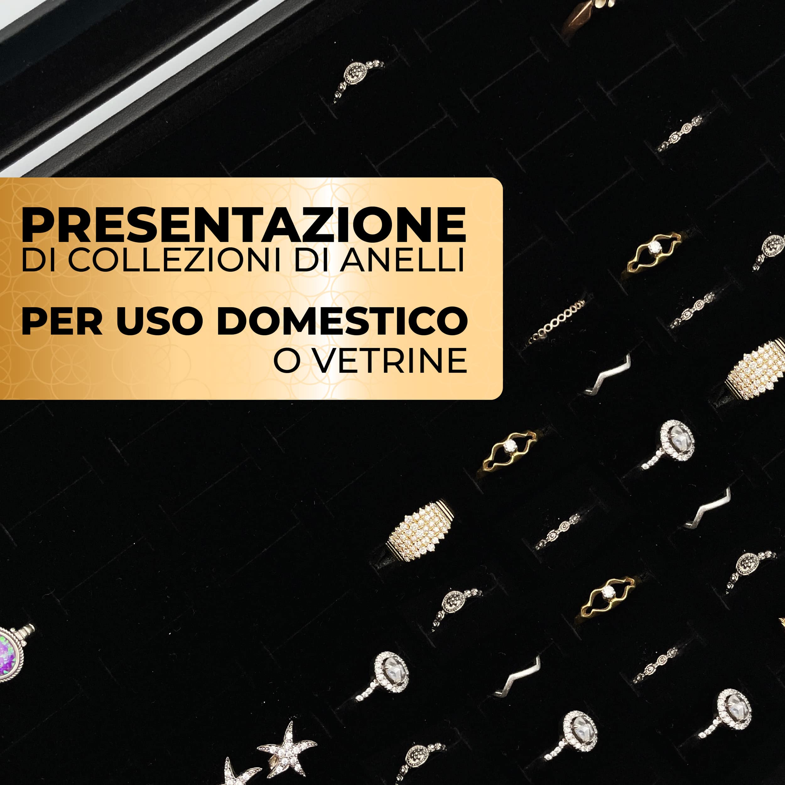 Praknu Espositore Porta Anelli per 100 Anelli - Con Coperchio Trasparente - Protezione contro Polvere e Graffi - Salvaspazio