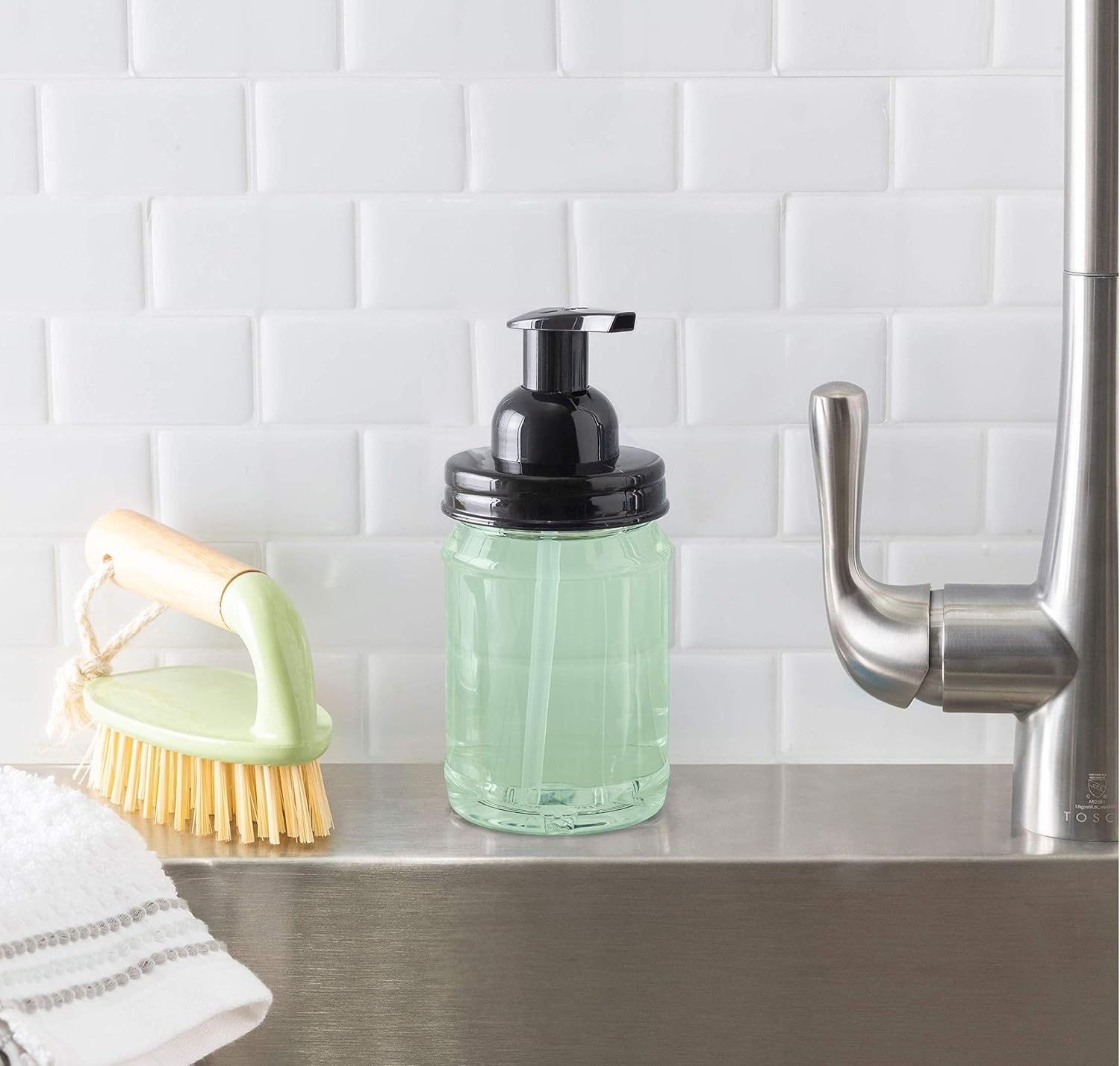 Jarmazing Products Mason Jar Foaming Soap Dispenser - Black - with 16 Ounce Plastic Mason Jar - Two Pack! - Image 3