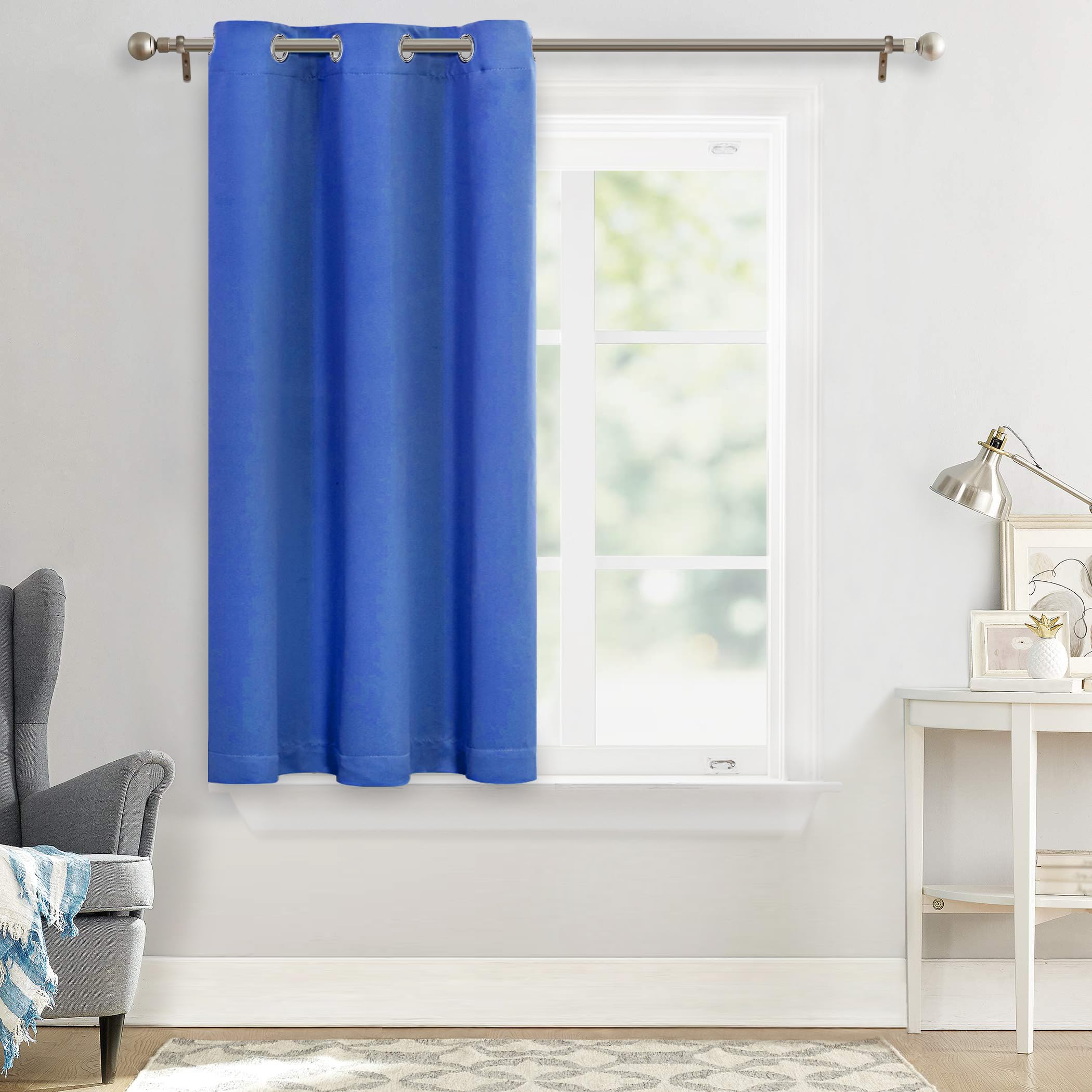 MYSKY HOMERoyal Blue Bedroom Curtains, Room Darkening Blackout Curtain, 42 x 45 Inch, Thermal InsulatedOEKO-TEX STANDARD 100