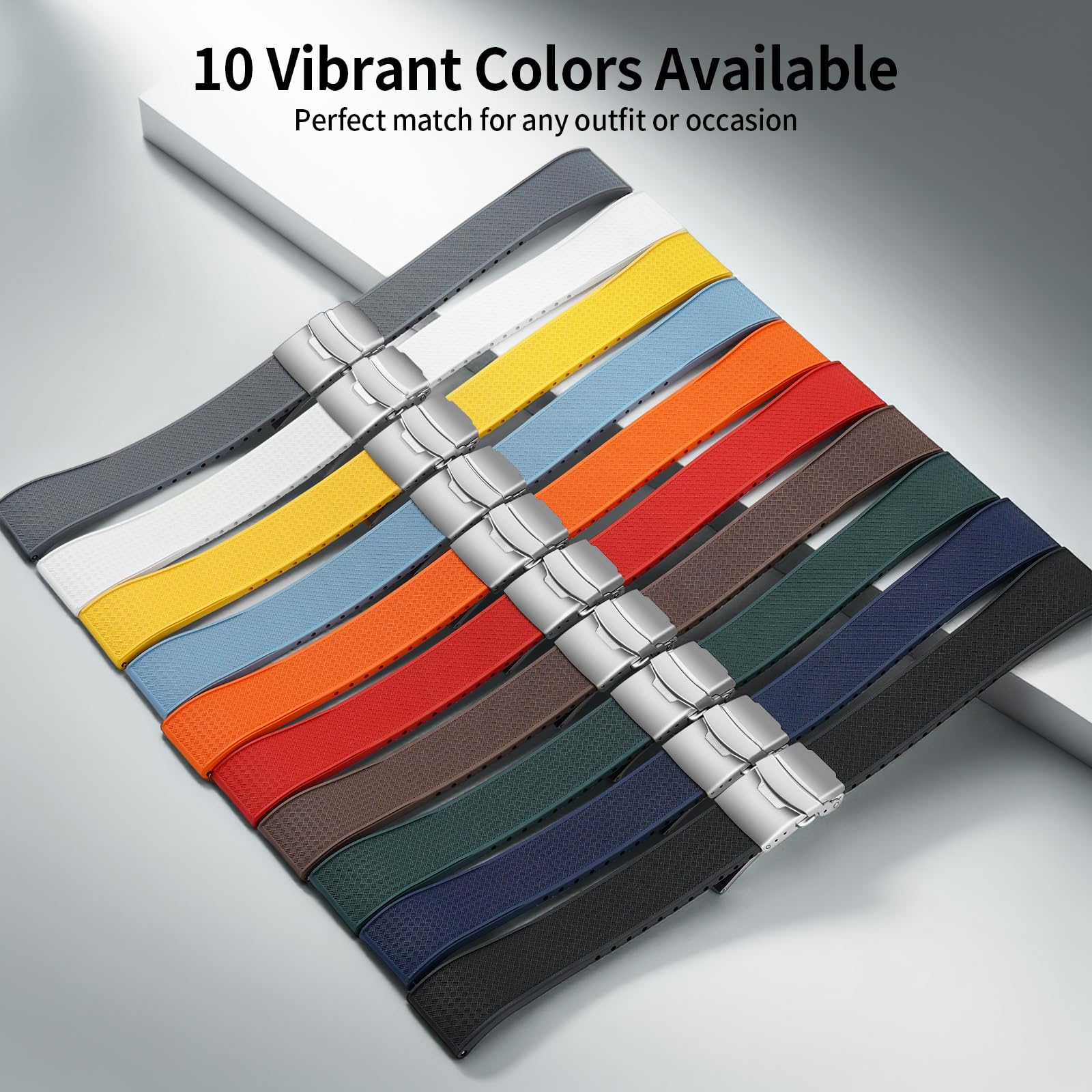 ULLCHRO Silicone Watch Band Quick Release Strap FKM Waterproof Watch Bands for Men 20mm 22mm Replacement Strap Sport Rubber Watchband